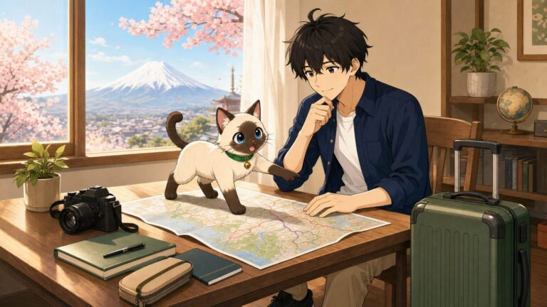Kentar และ Pakai วางแผนเที่ยวญี่ปุ่น พร้อมแผนที่ กล้อง และกระเป๋าเดินทาง