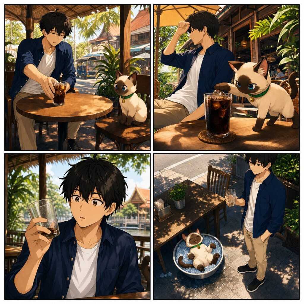การ์ตูนสี่ช่อง ปลาไข่ ขโมยน้ำแข็งจากกาแฟของ Kentar แล้วเอาไปนอนแช่คลายร้อน
