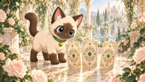 ปลาไข่กับไพ่สามใบในสวนดอกไม้และอัญมณีของ Plakai Bloom Tarot