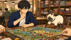 Kentar วางแผนเล่นบอร์ดเกม ขณะที่ปลาไข่แอบขยับตัวหมากในคาเฟ่บอร์ดเกม